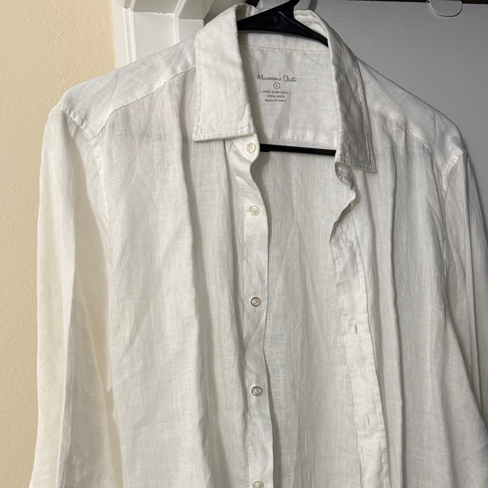 Massimo Dutti Classic White Linen Shirt